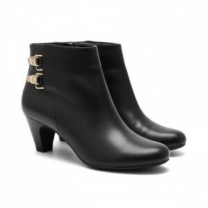 Sam Edelman Black Ankle Boots with Gold Buckles